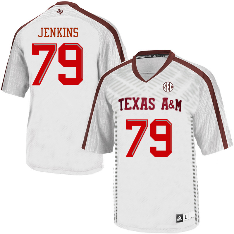 Men #79 Marcus Jenkins Texas A&M Aggies College Football Jerseys Sale-White - Click Image to Close